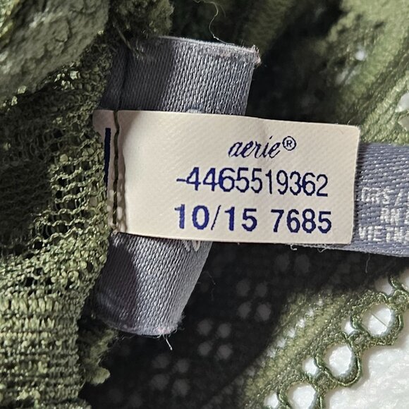 Aerie Lace Halter Bralette Size Medium Olive Green Padded Bra Comfort - Picture 3 of 6